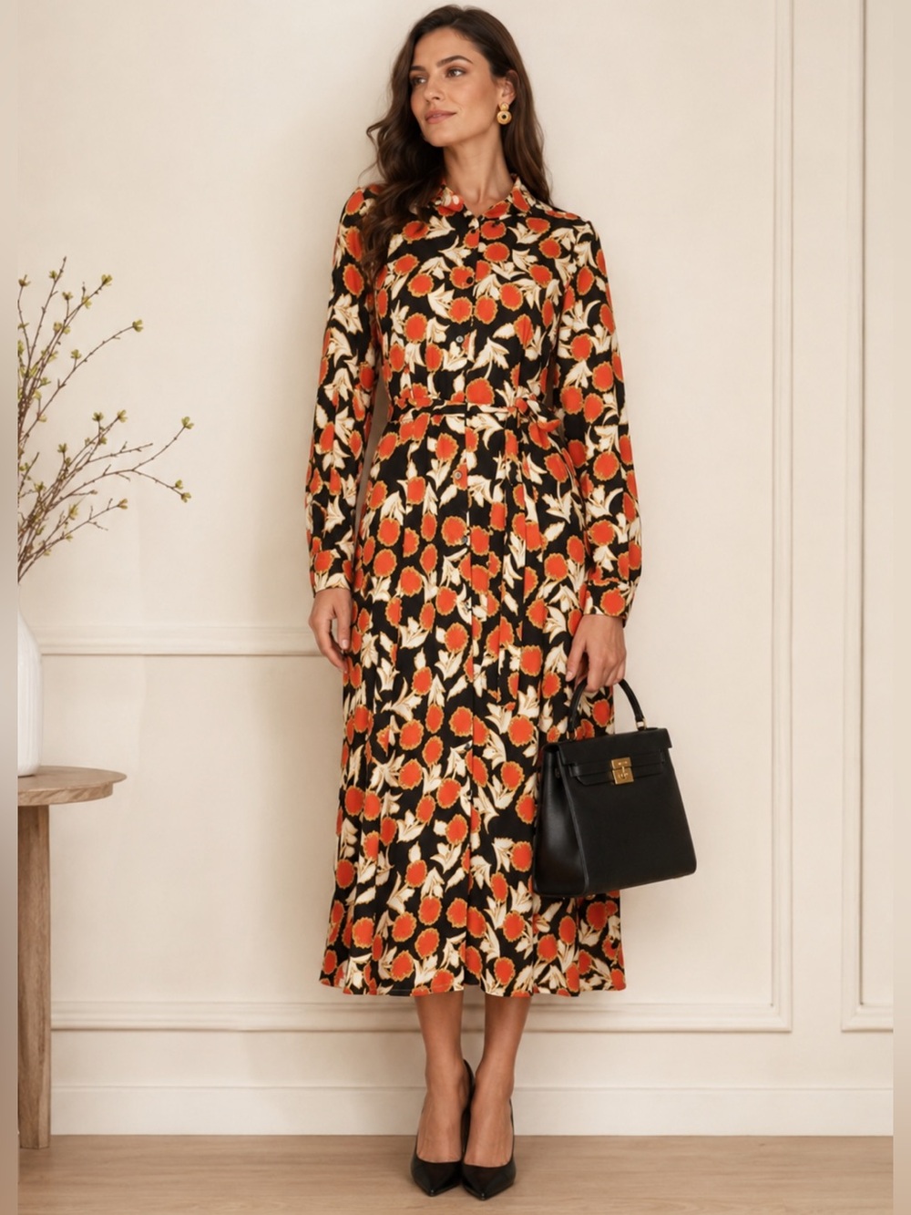 Whistles Dandelion Print Button Front Midi Dress NWT Size 8